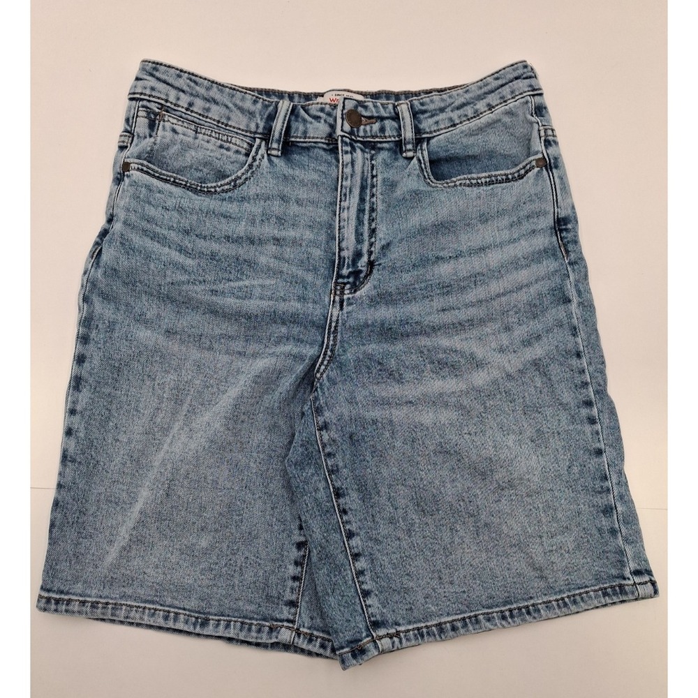 Wrangler Denim Shorts Women High Rise Bermuda, Blue, Size 8 / 29
